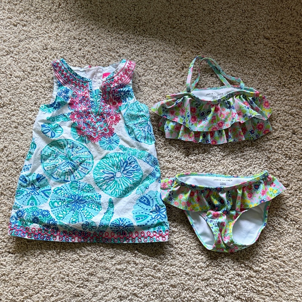 Lilly Pulitzer Blue and Pink Kids Casual Dress Set